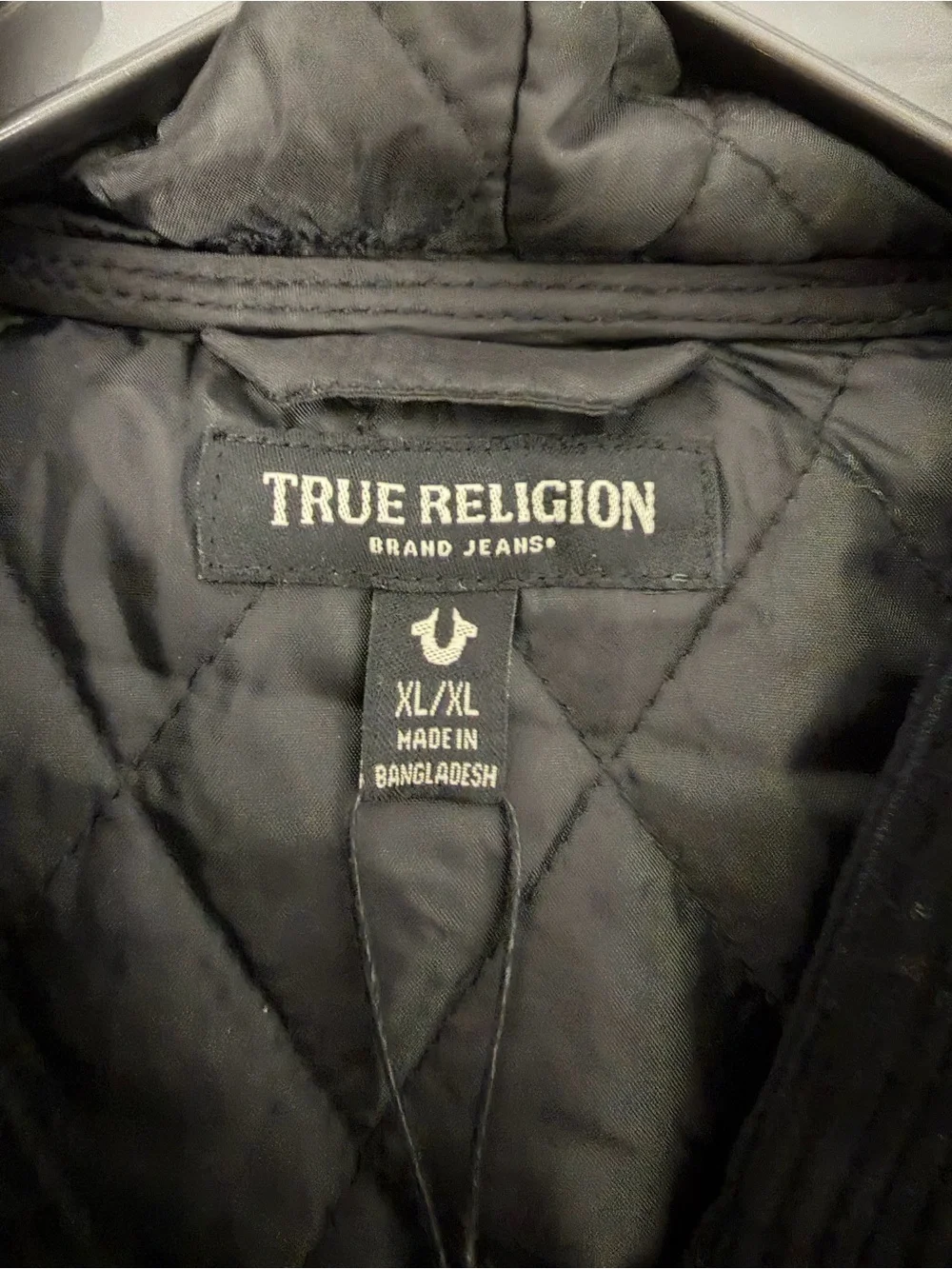 True Religion Black Corduroy Hooded Zip-Up Jacket
